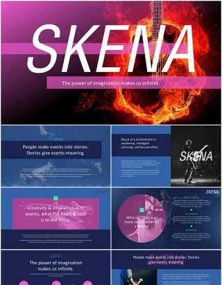 深蓝色创意工作宣传介绍PPT模板skena creative powerpoint template