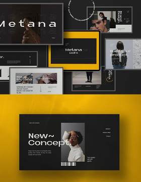 现代商业广告创意公司展示报告PPT模板不含照片Metana Modern Powerpoint Creative Agancy