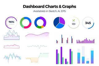 网站管理员后台仪表板图表图形AI素材Dashboard Charts & Graphs