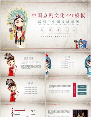 中国风京剧戏曲文化艺术演示PPT模板