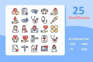 6套健康护理治疗医生护士医疗保健卫生医院AI矢量ICON图标设计素材