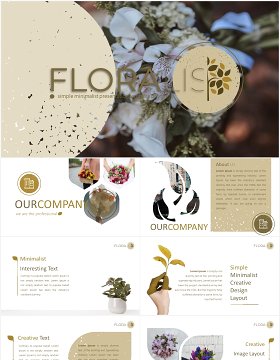 花卉鲜花花店宣传图片排版PPT图表模板Floralist - Powerpoint