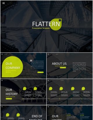 扁平化商务PPT模板flattern powerpoint template