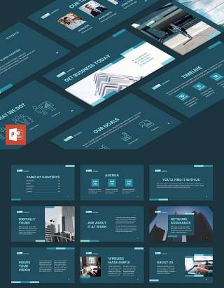 商业网络业务布局PPT模板不含照片Business Network PowerPoint Presentation Template