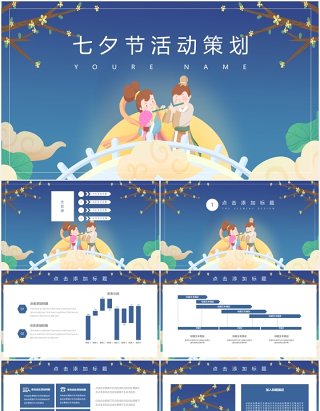 蓝色七夕节日活动策划动态PPT模板