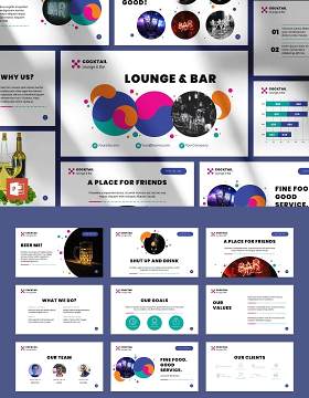 休闲娱乐酒吧PPT模板不含照片Lounge Bar PowerPoint Presentation Template