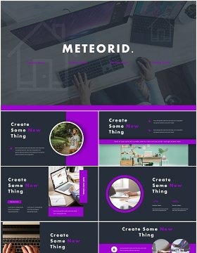 紫色商务项目宣传介绍PPT模板meteorid powerpoint template