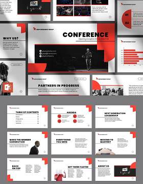 大型研讨会论坛会议发布会PPT版式模板Conference PowerPoint Presentation Template