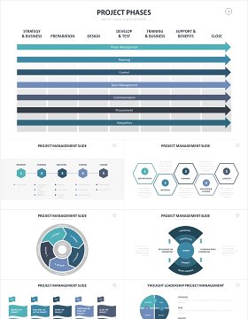 项目管理箭头进度信息图表PPT素材Project Management Slides Powerpoint