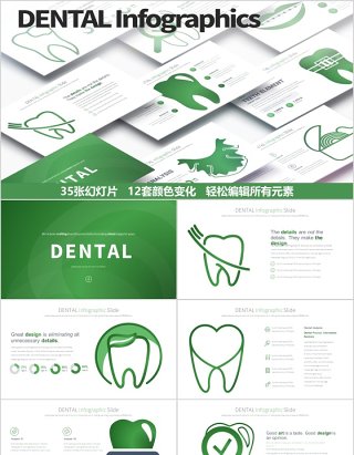 牙科主题PPT幻灯片信息图表 DENTAL PowerPoint Infographics Slides