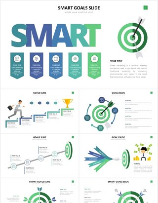 公司企业运营市场目标计划插画信息图表PPT素材Goals Slides Powerpoint Template