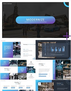 渐变商务工作汇报总结计划PPT国外模板Modernize - Powerpoint Template