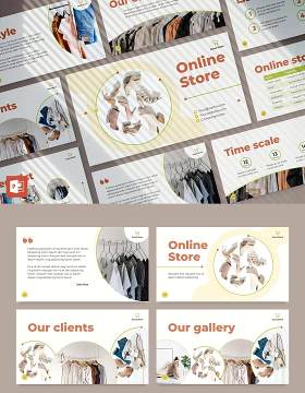 线上店铺电商购物PPT模板不含照片Online Store PowerPoint Presentation Template