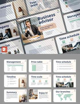 蓝色商业培训PPT模板不含照片Business Advisor PowerPoint Presentation Template