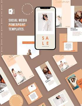 时尚简洁手机竖版社交媒体PPT模板Social Media PowerPoint Template