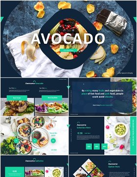 水果美食餐饮宣传展示PPT模板avocado powerpoint template