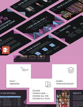 黑色教堂教会PPT模板不含照片Church PowerPoint Presentation Template