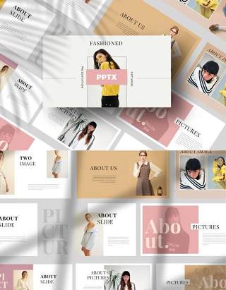 时尚服装画册宣传PPT模板版式设计Fashione Lookbook Powerpoint