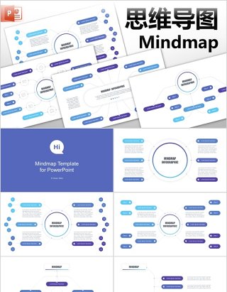 思维导图PPT模板信息可视化图表mindmap powerpoint template