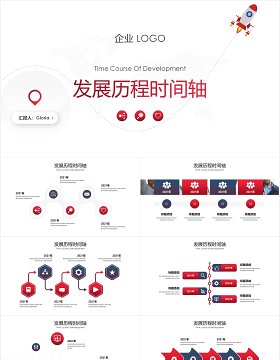 简约企业公司发展历程时间轴PPT模板