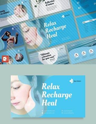 Spa沙龙美容养生宣传介绍PPT模板不含照片Spa Salon PowerPoint Presentation Template