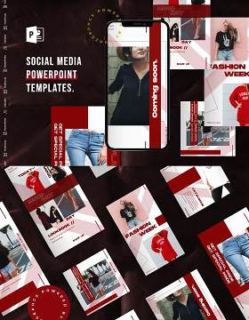 手机移动端竖版不含照片社交媒体杂志PPT版式模板Social Media PowerPoint Template