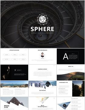 简约企业年度报告公司介绍PPT模板SPHERE