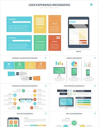 科技研发用户体验虚拟技术PPT可视化信息图表素材Technology Infographics Powerpoint Template