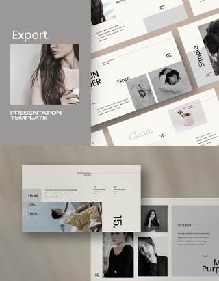 简约介绍PPT模板不含照片Expert Powerpoint Creative minimal agency