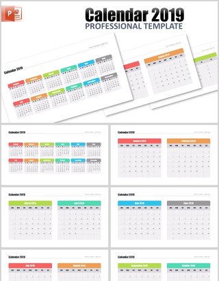 2019年日历PPT模板素材calendar 2019 for powerpoint