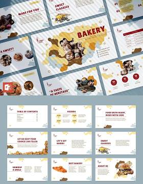 烘焙面包店甜品PPT版式模板Bakery PowerPoint Presentation Template