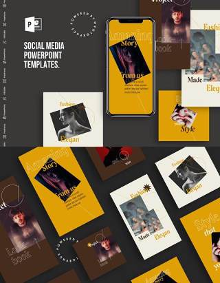 简约手机移动端竖版社交媒体杂志PPT版式模板Social Media PowerPoint Template