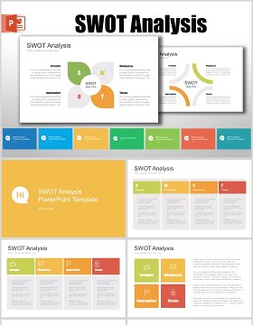 7套色系SWOT分析PPT模板信息图表元素swot analysis powerpoint