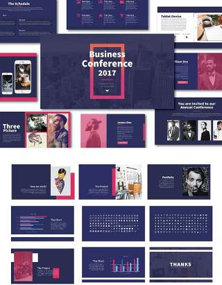 深蓝色多功能PPT模板版式设计Blues Multipurpose Template PPT