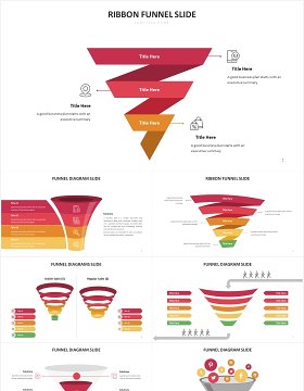 红色销售漏斗图数据分析PPT图表素材Funnel Slides V2 Powerpoint Template