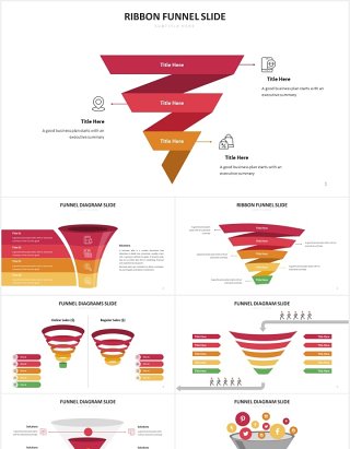 红色销售漏斗图数据分析PPT图表素材Funnel Slides V2 Powerpoint Template