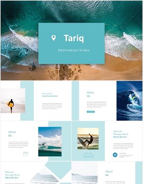 蓝色冲浪国外图片排版PPT模板tariq powerpoint template