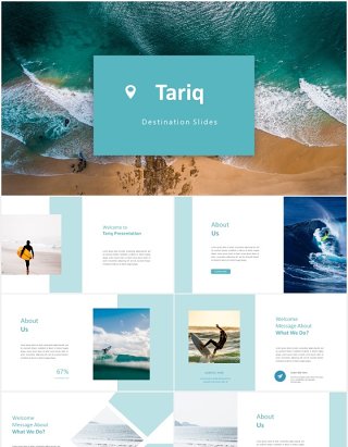 蓝色冲浪国外图片排版PPT模板tariq powerpoint template