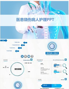 简约医患烧伤病人护理医疗培训课程PPT模板