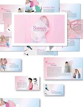 粉色甜蜜时尚PPT模板版式设计Sweet Powerpoint Template