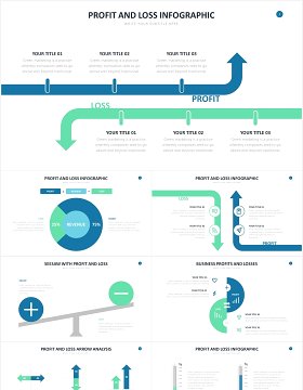 盈亏损益表天枰数据对比分析PPT信息图表素材Profit and Loss Slides Powerpoint