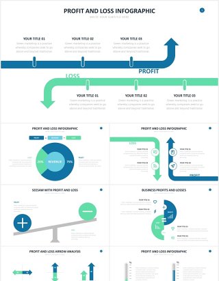 盈亏损益表天枰数据对比分析PPT信息图表素材Profit and Loss Slides Powerpoint