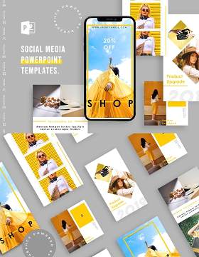 简约简洁手机竖版社交媒体PPT模板Social Media PowerPoint Template