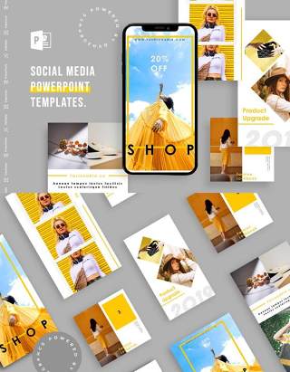 简约简洁手机竖版社交媒体PPT模板Social Media PowerPoint Template