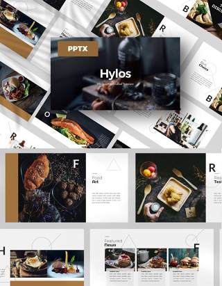 餐饮美食宣传介绍PPT版式设计Hylos Powerpoint Template