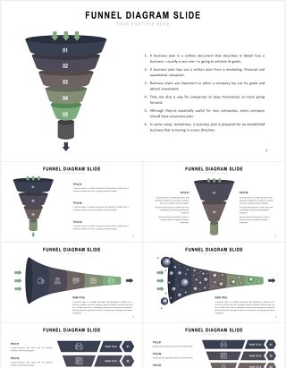 销售漏斗图数据分析PPT图表素材Funnel Slides V5 Powerpoint Template