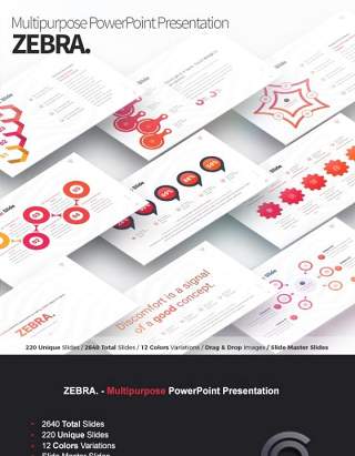 12套色系商务多用途PPT信息图表幻灯片演示Zebra - Multipurpose PowerPoint Presentation