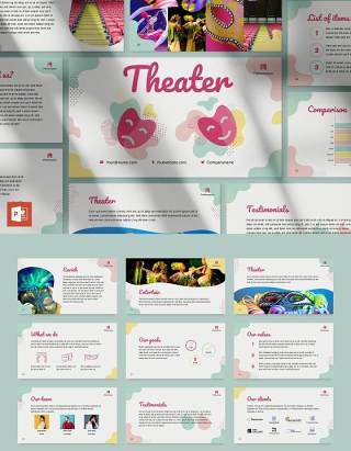 戏剧院剧场PPT模板不含照片Theater PowerPoint Presentation Template