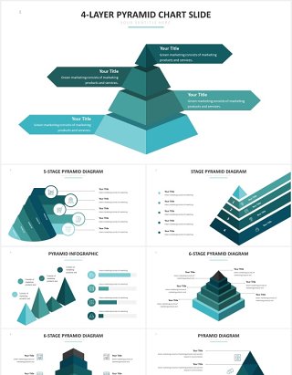 6步骤金字塔信息图表PPT素材Pyramid Slides Powerpoint Template