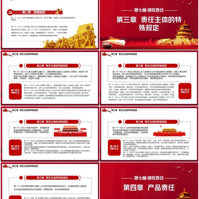 红色中华人民共和国民法典系列第七编侵权责任解读党建党政PPT模板 红色中华人民共和国民法典系列第七编侵权责任解读党建党政PPT模板